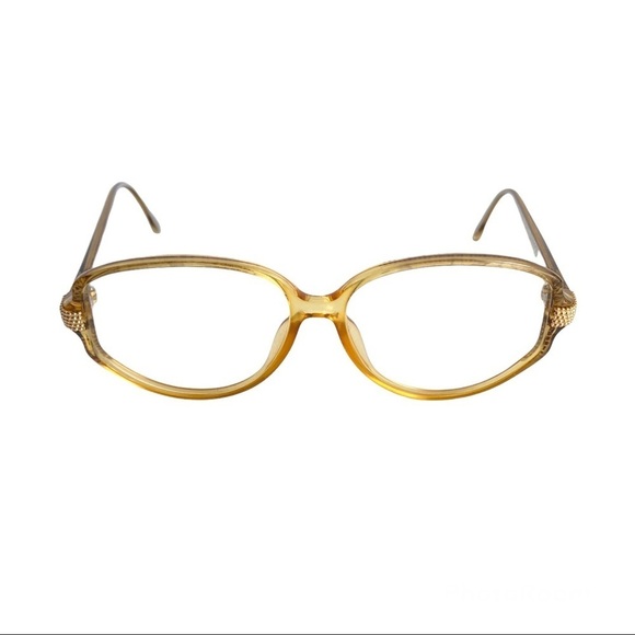 Vintage Christian Dior Eyeglasses Frames Retro 60s 70s Amber Yellow Glasses Demo - Picture 1 of 11